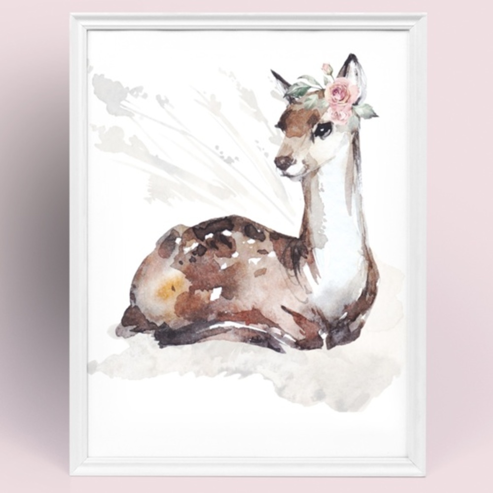 Watercolor Deer Portrait Wall Art Illustration Print Poster Unframed - Picture 6 of 11